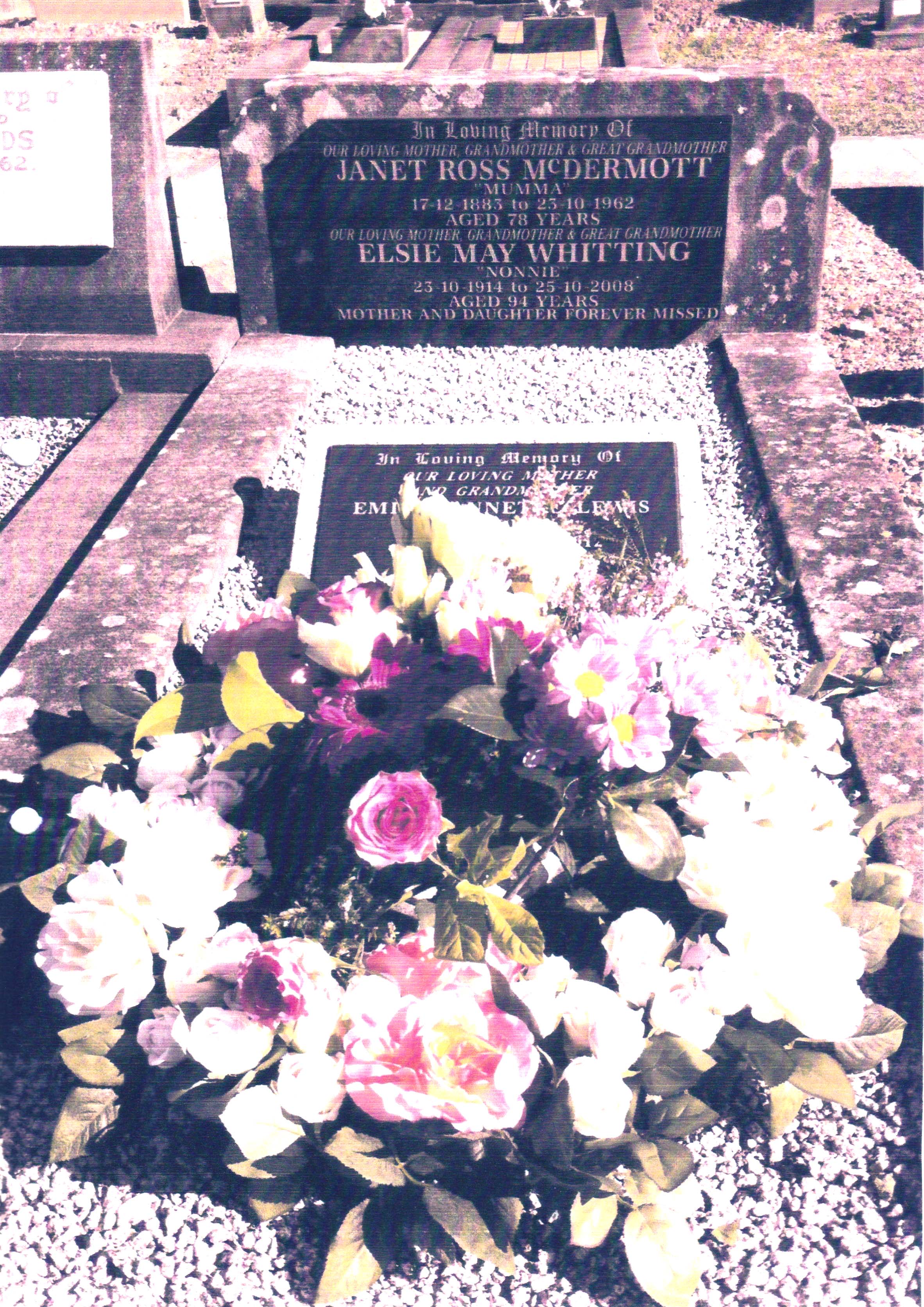 Photo of headstones/Janet Ross McLennan d1962 hdstn Field of Mars
